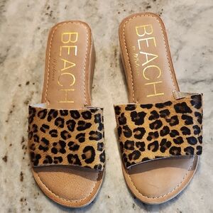 Leopard Print Sandals, Cow Hair, Never Worn